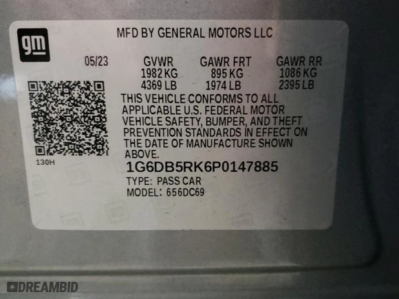2023 Cadillac CT4 Premium Luxury with VIN 1G6DB5RK6P0147885, listed as a Copart auction lot 75670264 with 0 mi miles and Salvage Title. Bid and sale history available at carsss.com. Image 12.