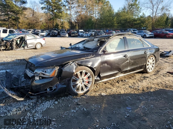 2013 Audi A8 L 4.0L with VIN WAUR2AFD0DN016089, listed as a Copart auction lot 86734844 with 0 mi miles and Salvage Title. Bid and sale history available at carsss.com. Image 1.