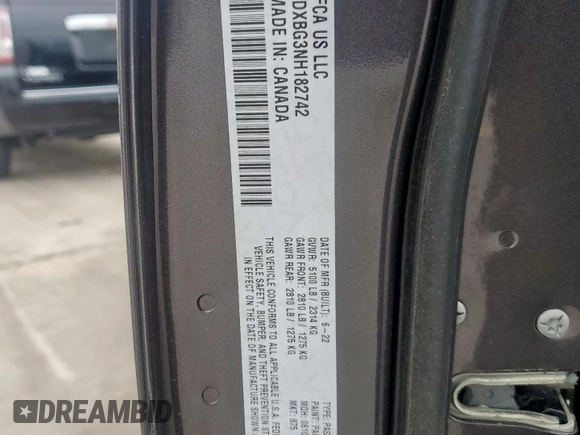 2022 Dodge Charger SXT with VIN 2C3CDXBG3NH182742, listed as a Copart auction lot 55236895 with 83,345 mi miles and Clean Title. Bid and sale history available at DreamBid. Image 12.