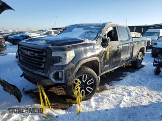 2021 GMC Sierra 1500 AT4 with VIN 1GTU9EET5MZ218086, listed as a Copart auction lot 42220855 with 53,759 mi miles and Salvage Title. Bid and sale history available at carsss.com. Image 1.
