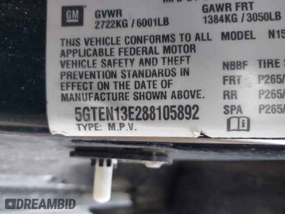 2008 Hummer H3 SUV with VIN 5GTEN13E288105892, listed as a IAAI auction lot 41812651 with 217,426 mi miles. Bid and sale history available at carsss.com. Image 9.