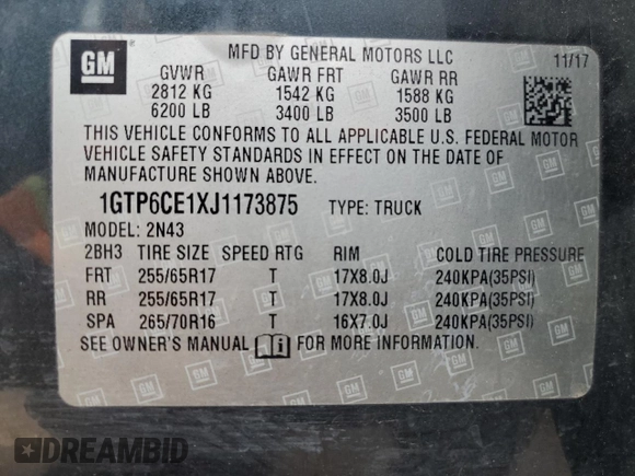 2018 GMC Canyon z VIN 1GTP6CE1XJ1173875, wystawiony jako Copart lot #47258005 z przebiegiem 104 076 mil mil oraz Szkoda całkowita • Salvage title. Historia ofert i sprzedaży dostępna na DreamBid. Obrazek 13.