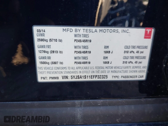 2014 Tesla Model S 60 с VIN 5YJSA1S11EFP32325, выставлен на аукционе IAAI как лот 40823219 с пробегом 47 911 миль миль и . История ставок и продаж доступна на DreamBid. Изображение 9.