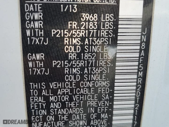 2013 Nissan Juke S with VIN JN8AF5MR2DT211735, listed as a Copart auction lot 44731245 with 124,600 mi miles and Salvage Title. Bid and sale history available at carsss.com. Image 15.
