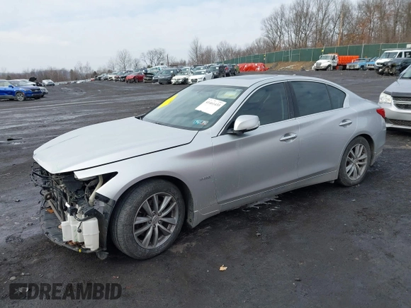2014 Infiniti Q50 Hybrid Premium with VIN JN1AV7AR9EM700727, listed as a IAAI auction lot 41461433 with 169,882 mi miles. Bid and sale history available at carsss.com. Image 2.