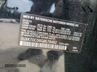 2016 BMW X5 xDrive40e with VIN 5UXKT0C56G0S78482, listed as a Copart auction lot 53795315 with 88,541 mi miles and Salvage Title. Bid and sale history available at DreamBid. Image 13.