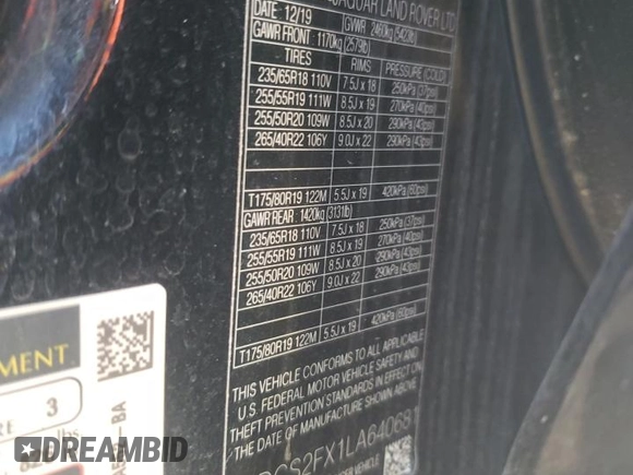 2020 Jaguar F-Pace 25t z VIN SADCS2FX1LA640681, wystawiony jako Copart lot #80863284 z przebiegiem 80 337 mil mil oraz Czysty tytuł • Clean title. Historia ofert i sprzedaży dostępna na DreamBid. Obrazek 13.