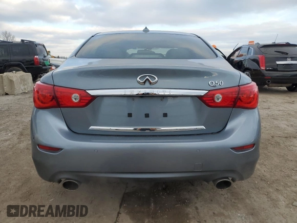 2014 Infiniti Q50 Premium with VIN JN1BV7AP1EM692982, listed as a Copart auction lot 80625094 with 90,349 mi miles and Salvage Title. Bid and sale history available at carsss.com. Image 6.
