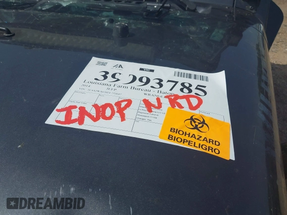 2014 Jeep Wrangler Sport with VIN 1C4AJWAGXEL233647, listed as a IAAI auction lot 39993785 with Not Provided miles and . Bid and sale history available at DreamBid. Image 7.