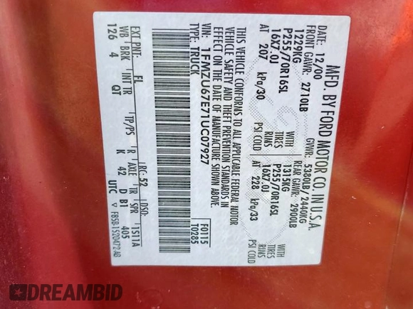 2001 Ford Explorer Sport Trac z VIN 1FMZU67E71UC07927, wystawiony jako Copart lot #58434195 z przebiegiem 189 057 mil mil oraz Szkoda całkowita • Salvage title. Historia ofert i sprzedaży dostępna na DreamBid. Obrazek 12.