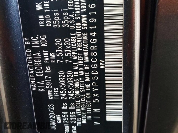 2024 Kia Telluride SX X-Line with VIN 5XYP5DGC8RG419163, listed as a Copart auction lot 48467455 with 31,089 mi miles and Salvage Title. Bid and sale history available at carsss.com. Image 14.