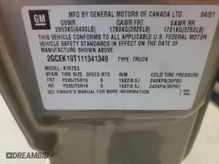 2001 Chevrolet Silverado 1500 LT with VIN 2GCEK19T111341349, listed as a Copart auction lot 70488904 with 153,530 mi miles and Salvage Title. Bid and sale history available at carsss.com. Image 15.