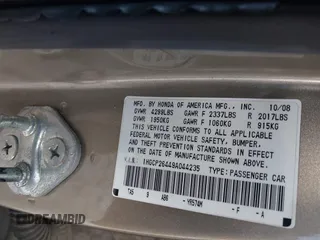 2009 Honda Accord LX-P with VIN 1HGCP26449A044235, listed as a IAAI auction lot 42016347 with Not Provided miles and . Bid and sale history available at DreamBid. Image 9.