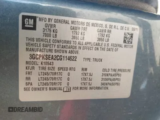 2012 Chevrolet Silverado 1500 LT with VIN 3GCPKSEA2CG114622, listed as a IAAI auction lot 42083333 with 179,702 mi miles and . Bid and sale history available at DreamBid. Image 9.