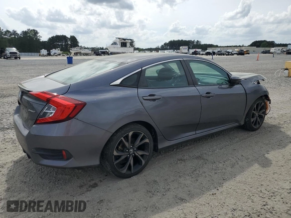 2020 Honda Civic Sedan Sport with VIN 2HGFC2F86LH526581, listed as a Copart auction lot 51692295 with 38,778 mi miles and Salvage Title. Bid and sale history available at carsss.com. Image 3.