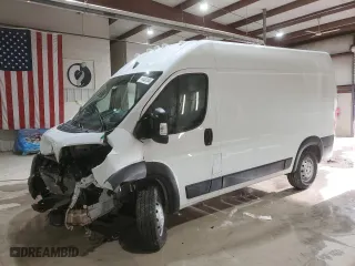 2023 Ram ProMaster Cargo Van with VIN 3C6LRVBG9PE586944, listed as a Copart auction lot 44448104 with 151 mi miles and Salvage Title. Bid and sale history available at carsss.com. Image 1.