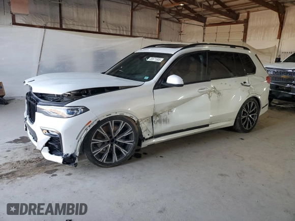 2021 BMW X7 M50i with VIN 5UXCX6C03M9F03953, listed as a Copart auction lot 49971585 with 0 mi miles and Non Repairable. Bid and sale history available at carsss.com. Image 1.