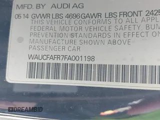 2015 Audi A5 Premium with VIN WAUCFAFR7FA001198, listed as a IAAI auction lot 41994551 with 126,557 mi miles. Bid and sale history available at carsss.com. Image 9.