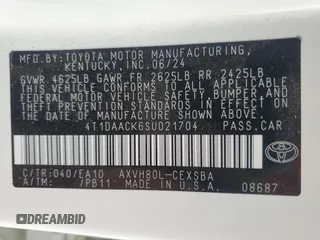 2025 Toyota Camry LE z VIN 4T1DAACK6SU021704, wystawiony jako Copart lot #53556115 z przebiegiem 2 600 mil mil oraz Szkoda całkowita • Salvage title. Historia ofert i sprzedaży dostępna na DreamBid. Obrazek 13.