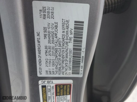 2019 Acura RDX w/A-Spec Pkg with VIN 5J8TC1H6XKL015501, listed as a Copart auction lot 46452295 with 62,276 mi miles and Salvage Title. Bid and sale history available at carsss.com. Image 15.