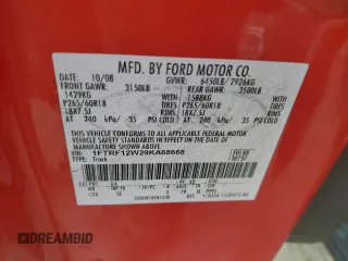 2009 Ford F-150 XL with VIN 1FTRF12W29KA68668, listed as a Copart auction lot 45887555 with 98,852 mi miles and Clean Title. Bid and sale history available at carsss.com. Image 12.