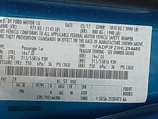 2017 Ford Focus SE с VIN 1FADP3F23HL254485, выставлен на аукционе IAAI как лот 41103192 с пробегом 61 948 миль миль и . История ставок и продаж доступна на DreamBid. Изображение 9.