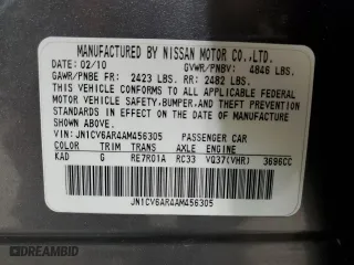 2010 Infiniti G37 Sedan x with VIN JN1CV6AR4AM456305, listed as a Copart auction lot 52458445 with 167,028 mi miles and Salvage Title. Bid and sale history available at carsss.com. Image 12.