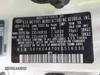 2014 Kia Sorento EX with VIN 5XYKU4A70EG516330, listed as a IAAI auction lot 42462400 with 146,221 mi miles and . Bid and sale history available at DreamBid. Image 9.