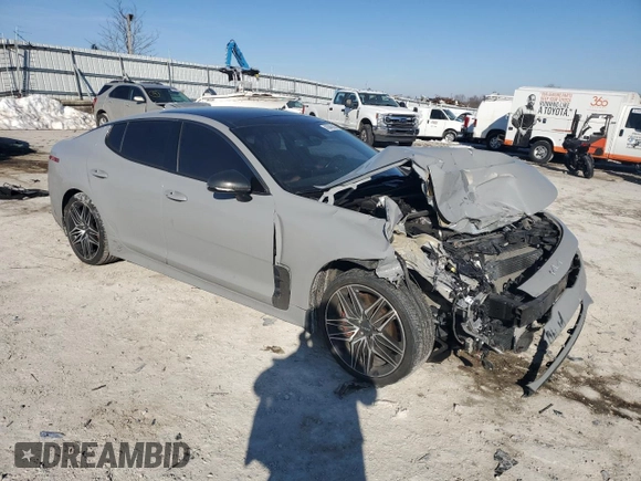 2022 Kia Stinger GT1 with VIN KNAE45LC7N6119730, listed as a Copart auction lot 43046365 with 44,285 mi miles and Salvage Title. Bid and sale history available at DreamBid. Image 4.