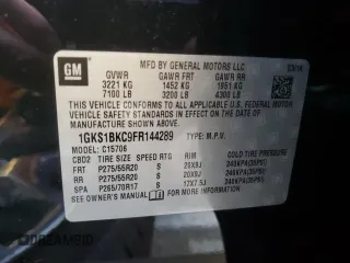 2015 GMC Yukon SLT with VIN 1GKS1BKC9FR144289, listed as a Copart auction lot 42179675 with 122,807 mi miles and Salvage Title. Bid and sale history available at carsss.com. Image 13.