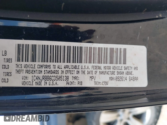 2012 Jeep Patriot Sport with VIN 1C4NJRBB6CD505138, listed as a IAAI auction lot 42173941 with 158,086 mi miles. Bid and sale history available at carsss.com. Image 9.