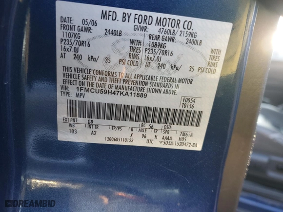2007 Ford Escape Hybrid with VIN 1FMCU59H47KA11889, listed as a Copart auction lot 88592855 with 193,227 mi miles and Clean Title. Bid and sale history available at carsss.com. Image 13.