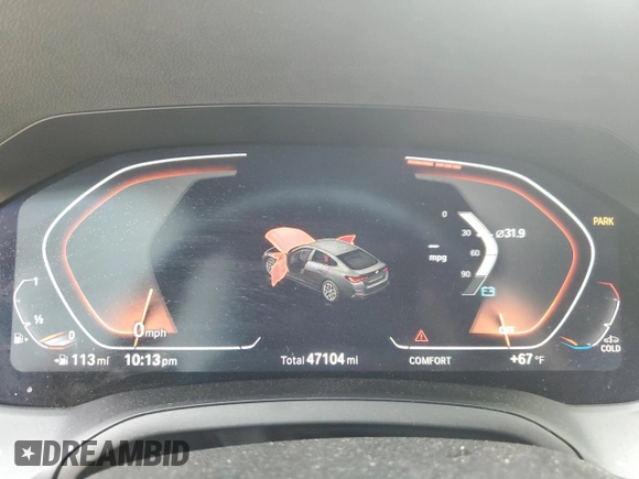 2023 BMW 4 Series 430i xDrive with VIN WBA73AV06PFP29080, listed as a Copart auction lot 60283705 with 47,104 mi miles and Salvage title. Bid and sale history available at DreamBid. Image 9.