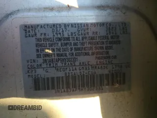 2017 Nissan Sentra SR z VIN 3N1AB7AP9HY302331, wystawiony jako Copart lot #83740864 z przebiegiem 138 720 mil mil oraz Szkoda całkowita • Salvage title. Historia ofert i sprzedaży dostępna na DreamBid. Obrazek 12.