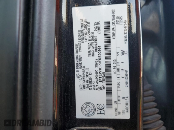 2015 Ford F-150 XLT with VIN 1FTEW1EP9FKE90564, listed as a Copart auction lot 50532105 with 123,494 mi miles and Salvage title. Bid and sale history available at DreamBid. Image 12.