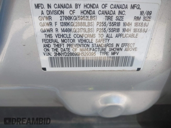 2009 Acura MDX Technology with VIN 2HNYD28699H529395, listed as a IAAI auction lot 42002746 with 204,575 mi miles and . Bid and sale history available at carsss.com. Image 9.