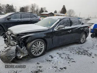 2023 Infiniti Q50 Luxe with VIN JN1EV7BR8PM541976, listed as a Copart auction lot 45134995 with 19,621 mi miles and Salvage title. Bid and sale history available at DreamBid. Image 1.