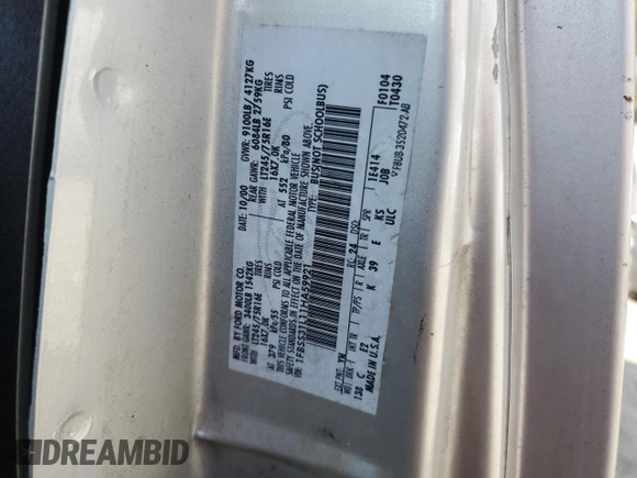 2001 Ford Econoline Passenger XL with VIN 1FBSS31L11HA59921, listed as a Copart auction lot 52931085 with 162,323 mi miles and Salvage title. Bid and sale history available at DreamBid. Image 12.