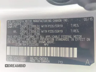 2015 Lexus RX 350 with VIN 2T2BK1BA1FC322560, listed as a IAAI auction lot 41909314 with 135,715 mi miles and . Bid and sale history available at DreamBid. Image 9.