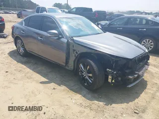 2019 Infiniti Q50 Luxe with VIN JN1EV7AP2KM518024, listed as a IAAI auction lot 42396562 with 72,030 mi miles and . Bid and sale history available at DreamBid. Image 1.