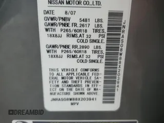 2008 Infiniti FX z VIN JNRAS08W88X203941, wystawiony jako Copart lot #54066825 z przebiegiem 223 729 mil mil oraz Szkoda całkowita • Salvage title. Historia ofert i sprzedaży dostępna na DreamBid. Obrazek 12.