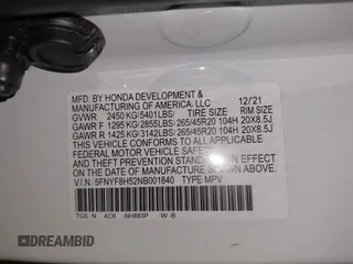 2022 Honda Passport EX-L с VIN 5FNYF8H52NB001840, выставлен на аукционе IAAI как лот 41598646 с пробегом 53 734 миль миль и . История ставок и продаж доступна на DreamBid. Изображение 9.
