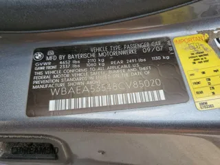 2008 BMW 6 Series 650i with VIN WBAEA53548CV85020, listed as a Copart auction lot 87908825 with 132,981 mi miles and Salvage Title. Bid and sale history available at carsss.com. Image 12.