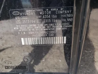 2022 Hyundai Sonata SEL z VIN KMHL64JA6NA218807, wystawiony jako Copart lot #54206435 z przebiegiem 29 756 mil mil oraz Szkoda całkowita • Salvage title. Historia ofert i sprzedaży dostępna na DreamBid. Obrazek 13.