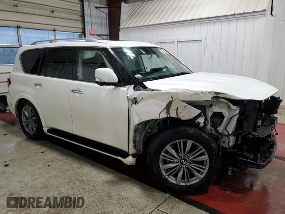 2024 Infiniti QX80 LUXE with VIN JN8AZ2AE3R9327778, listed as a Copart auction lot 81587594 with 27,602 mi miles and Non Repairable. Bid and sale history available at carsss.com. Image 4.