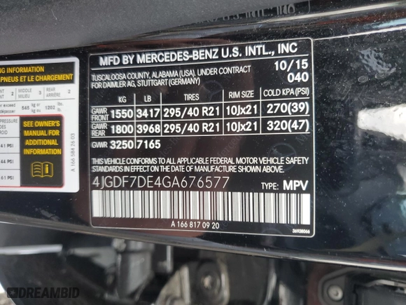 2016 Mercedes-Benz GL with VIN 4JGDF7DE4GA676577, listed as a Copart auction lot 64549203 with NaN miles. Bid and sale history available at carsss.com. Image 13.