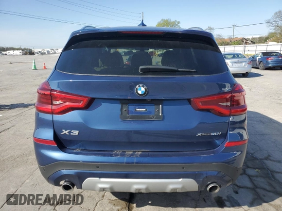2021 BMW X3 xDrive30i with VIN 5UXTY5C09M9H50725, listed as a Copart auction lot 52645365 with 27,652 mi miles and Salvage Title. Bid and sale history available at DreamBid. Image 6.