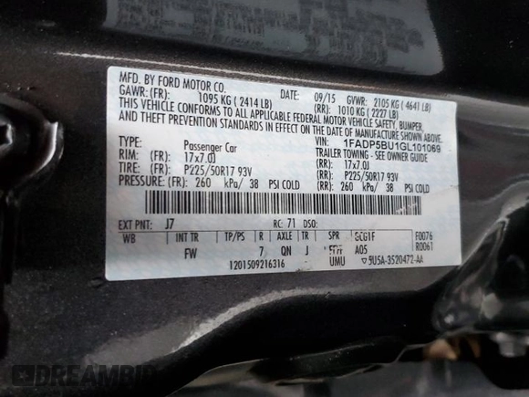 2016 Ford C-Max SEL with VIN 1FADP5BU1GL101069, listed as a Copart auction lot 48705315 with 63,027 mi miles and Salvage Title. Bid and sale history available at DreamBid. Image 13.