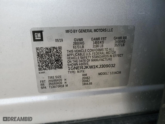 2019 Chevrolet Traverse RS with VIN 1GNERJKW1KJ309032, listed as a Copart auction lot 79766904 with 85,913 mi miles and Non Repairable. Bid and sale history available at carsss.com. Image 13.