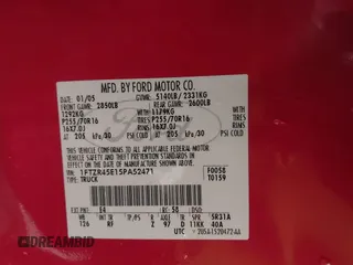 2005 Ford Ranger XLT z VIN 1FTZR45E15PA52471, wystawiony jako IAAI lot #41478665 z przebiegiem Nie podano mil oraz . Historia ofert i sprzedaży dostępna na DreamBid. Obrazek 9.